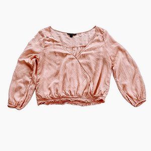 ❤SOLD AEO American Eagle Outfitters Swiss Dot Faux Wrap Sheer Long Sleeve Top S